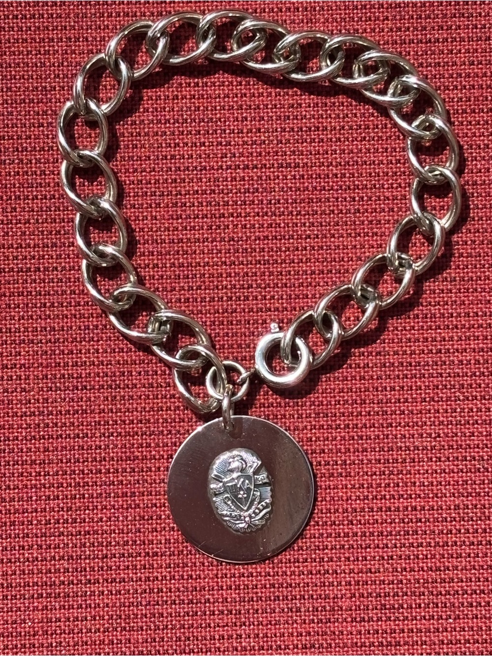 Silver Pi Kappa Alpha Medallion Charm Bracelet- EUC